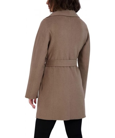 Women's Ella Lightweight Double Face Wool Wrap Coat with Tie Belt Mink $45.41 Coats