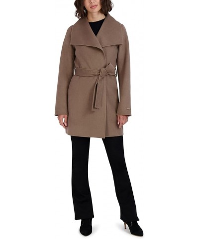 Women's Ella Lightweight Double Face Wool Wrap Coat with Tie Belt Mink $45.41 Coats