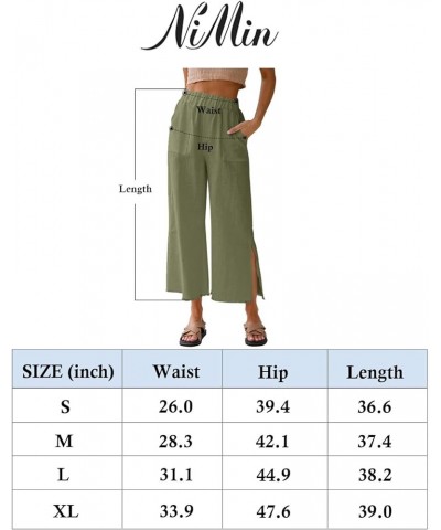 Womens Capri Wide Leg Pants Casual High Waist Linen Palazzo Pants Loose Summer Slacks with Pockets 2024 Khaki $20.99 Pants