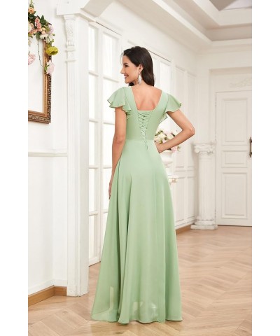 High Low Short Sleeve Bridesmaid Dresses for Women Long Chiffon Pleated V Neck Prom Formal Evening Dress Coral $29.14 Dresses