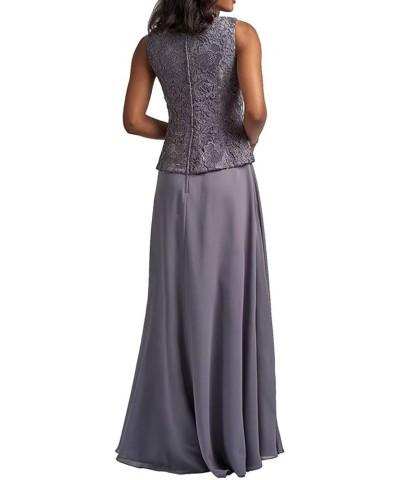 2 Piece Plus Size Mother of The Bride Dress with Jacket Long Chiffon Wedding Guest Formal Party Dresses for Mom Grey $37.50 D...