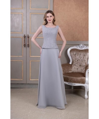 2 Piece Plus Size Mother of The Bride Dress with Jacket Long Chiffon Wedding Guest Formal Party Dresses for Mom Grey $37.50 D...