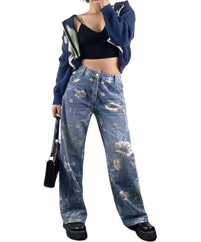 High Waist Baggy Jeans for Women Straight Wide Leg Y2K Streetwear Loose Boyfriend Wide Leg Pants Girls Y2K Jenas E blue $20.3...