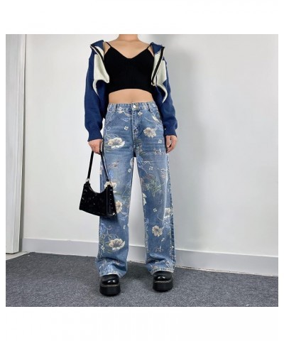 High Waist Baggy Jeans for Women Straight Wide Leg Y2K Streetwear Loose Boyfriend Wide Leg Pants Girls Y2K Jenas E blue $20.3...