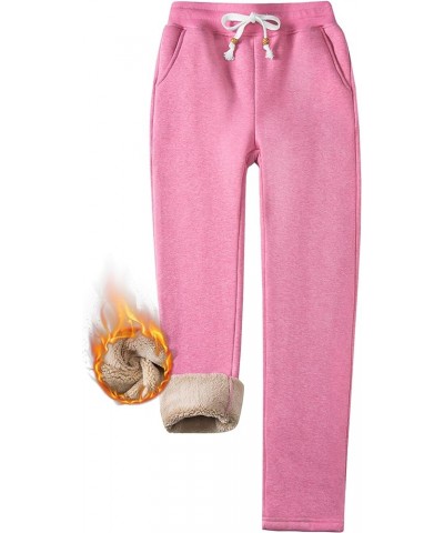 Women's Sherpa Fleece Lined Sweatpants Open Bottom Casual Track Pants with 3 Pockets Winter Warm Thermal Pants Pink $25.36 Ac...