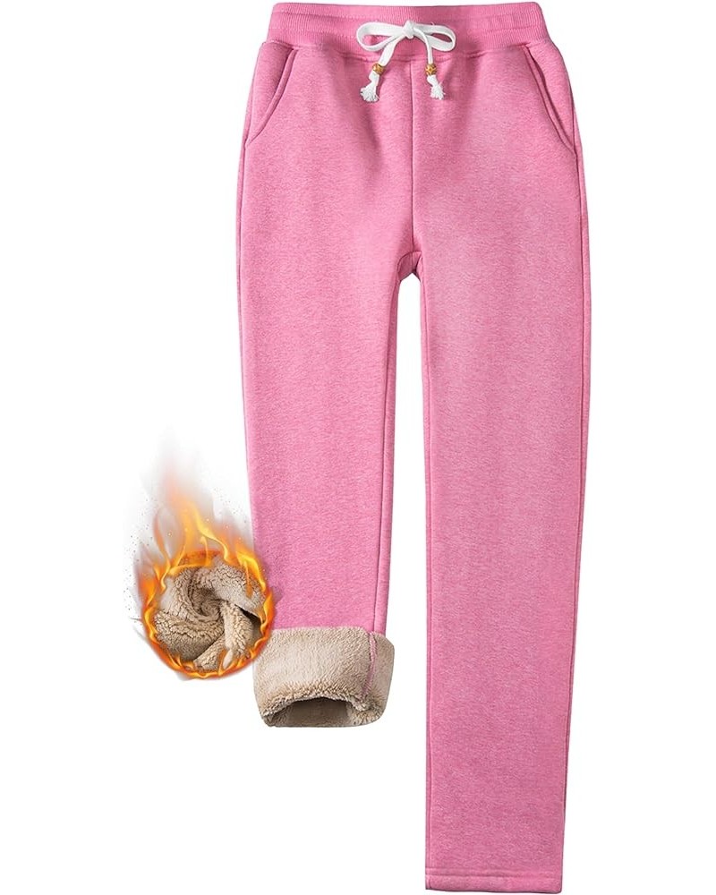 Women's Sherpa Fleece Lined Sweatpants Open Bottom Casual Track Pants with 3 Pockets Winter Warm Thermal Pants Pink $25.36 Ac...