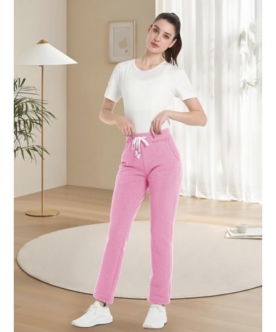 Women's Sherpa Fleece Lined Sweatpants Open Bottom Casual Track Pants with 3 Pockets Winter Warm Thermal Pants Pink $25.36 Ac...