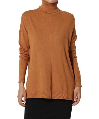 Women's Cozy Turtle Neck Loose Fit Dolman Long Sleeve Soft Knit Sweater Top Almond $16.42 Sweaters