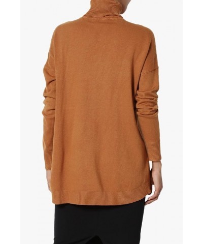 Women's Cozy Turtle Neck Loose Fit Dolman Long Sleeve Soft Knit Sweater Top Almond $16.42 Sweaters