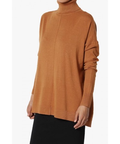 Women's Cozy Turtle Neck Loose Fit Dolman Long Sleeve Soft Knit Sweater Top Almond $16.42 Sweaters