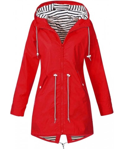 Rain Coat For Women Waterproof,2023 Trendy Lightweight Hooded Zip Windbreaker Jackets Travel Hiking Outdoor Coats C-red $9.80...