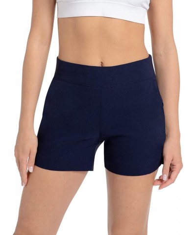 Chino Shorts for Women 4 Inch Inseam Stretch High Waisted Shorts for Women Summer Casual Shorts with Pockets Navy Blue $12.00...