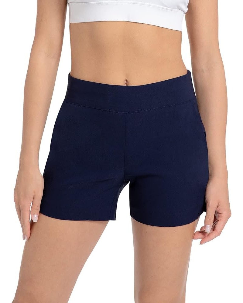 Chino Shorts for Women 4 Inch Inseam Stretch High Waisted Shorts for Women Summer Casual Shorts with Pockets Navy Blue $12.00...