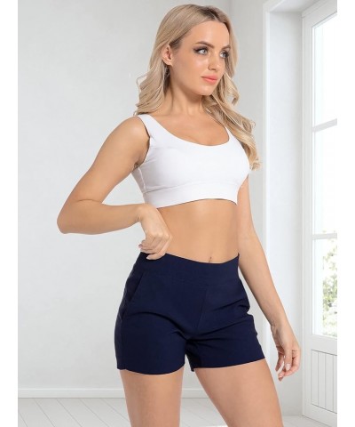 Chino Shorts for Women 4 Inch Inseam Stretch High Waisted Shorts for Women Summer Casual Shorts with Pockets Navy Blue $12.00...