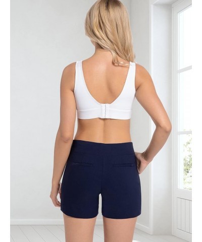 Chino Shorts for Women 4 Inch Inseam Stretch High Waisted Shorts for Women Summer Casual Shorts with Pockets Navy Blue $12.00...