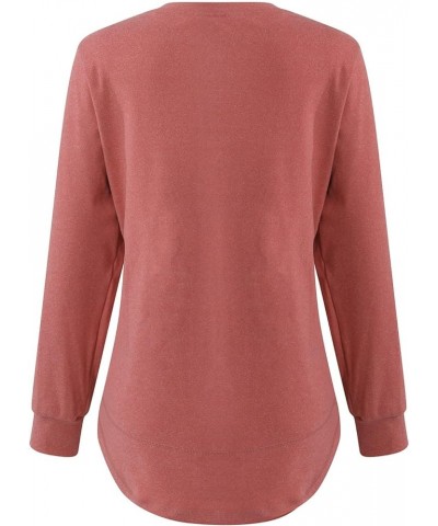 Long Sleeve Shirts for Women Fall 2023 Crewneck Sweatshirts Pullover Trendy Casual Workout Loose Oversized Tshirts C-red $9.9...