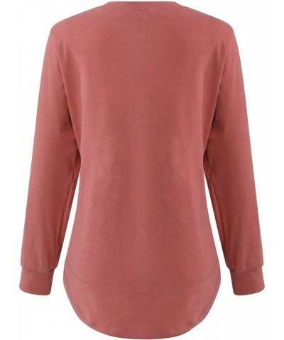 Long Sleeve Shirts for Women Fall 2023 Crewneck Sweatshirts Pullover Trendy Casual Workout Loose Oversized Tshirts C-red $9.9...