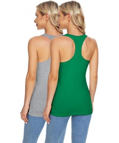 Tank Tops with Built in Bras Workout Tank Tops for Women Stretch Camisoles Activewear 1/2/3Packs Grey Emerald- 013 $24.75 Lin...