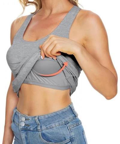 Tank Tops with Built in Bras Workout Tank Tops for Women Stretch Camisoles Activewear 1/2/3Packs Grey Emerald- 013 $24.75 Lin...