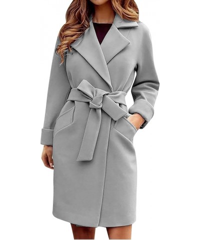 Womens Trench Coats Long Plus Size Casual Overcoat Trendy Elegant Jacket Classic Lapel Windbreaker with Belt 05-gray $10.45 C...