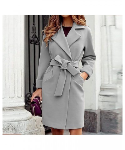 Womens Trench Coats Long Plus Size Casual Overcoat Trendy Elegant Jacket Classic Lapel Windbreaker with Belt 05-gray $10.45 C...