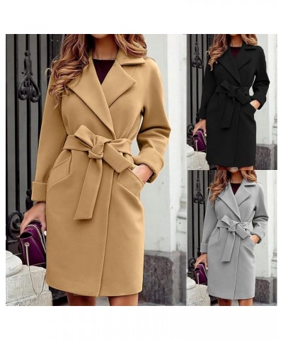 Womens Trench Coats Long Plus Size Casual Overcoat Trendy Elegant Jacket Classic Lapel Windbreaker with Belt 05-gray $10.45 C...