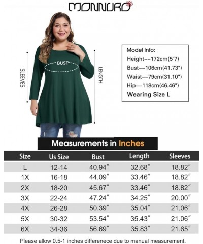 Womens 3/4 Sleeve Casual Loose Fit Swing Plus Size Tunic Tops Basic T Shirt Dark Green $13.74 Tops