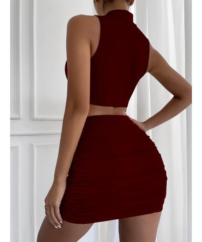 Women’s Sexy Club Night Dress Party Ruched Dresses 22068 Red $18.54 Dresses