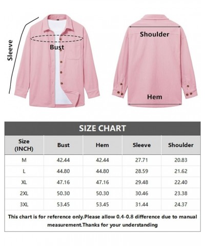 Womens Corduroy Shacket Long Sleeve Button Down Shirt Spring Casual Jacket Bust Pocket Loose Fit Blouse Tops Light Pink $21.3...