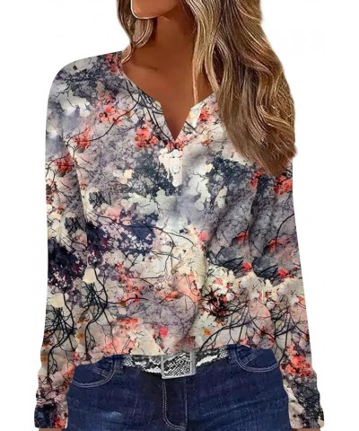 Women's Casual Long Sleeve V Neck Shirts Fall Fashion Basic Tops Comfy Loose Plus Size Floral Print Dressy Pullover 5-pink $7...