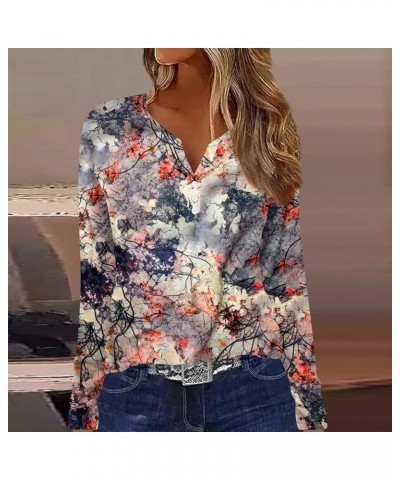 Women's Casual Long Sleeve V Neck Shirts Fall Fashion Basic Tops Comfy Loose Plus Size Floral Print Dressy Pullover 5-pink $7...