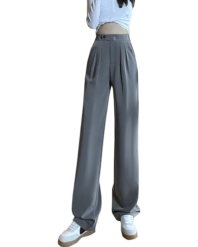 emperament Suit Pants Women's Autumn High Waist Sag Loose Straight Casual Slim Wide Leg Pants Professional Dress Grey $14.70 ...