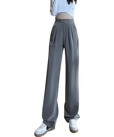 emperament Suit Pants Women's Autumn High Waist Sag Loose Straight Casual Slim Wide Leg Pants Professional Dress Grey $14.70 ...