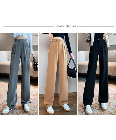 emperament Suit Pants Women's Autumn High Waist Sag Loose Straight Casual Slim Wide Leg Pants Professional Dress Grey $14.70 ...