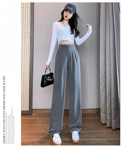 emperament Suit Pants Women's Autumn High Waist Sag Loose Straight Casual Slim Wide Leg Pants Professional Dress Grey $14.70 ...