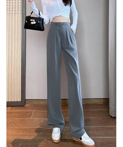 emperament Suit Pants Women's Autumn High Waist Sag Loose Straight Casual Slim Wide Leg Pants Professional Dress Grey $14.70 ...