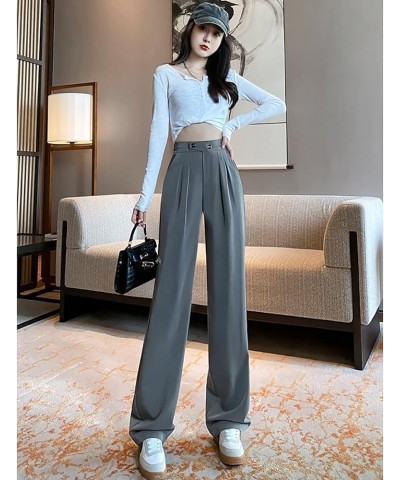 emperament Suit Pants Women's Autumn High Waist Sag Loose Straight Casual Slim Wide Leg Pants Professional Dress Grey $14.70 ...