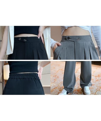 emperament Suit Pants Women's Autumn High Waist Sag Loose Straight Casual Slim Wide Leg Pants Professional Dress Grey $14.70 ...