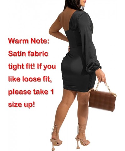 Womens Sexy Elegant Solid Color Cocktail Birthday Dress Party Club Outfit Bodycon Clubwear 1a Satin Black $21.42 Dresses