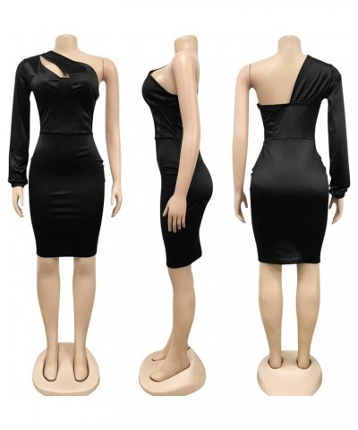 Womens Sexy Elegant Solid Color Cocktail Birthday Dress Party Club Outfit Bodycon Clubwear 1a Satin Black $21.42 Dresses