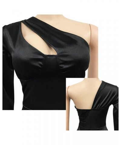 Womens Sexy Elegant Solid Color Cocktail Birthday Dress Party Club Outfit Bodycon Clubwear 1a Satin Black $21.42 Dresses