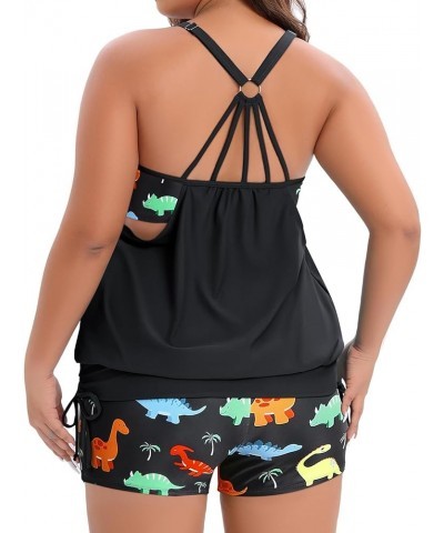 Tankini Swimsuits for Women Two Piece Tummy Control Bathing Suits Blouson Tankini Top with Sporty Boy Shorts Dinosaurs $19.24...