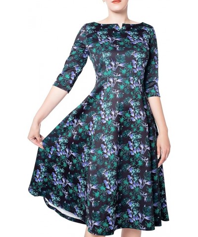 Women's Fit Flare Tea Midi Dress for Office Business Work Floral $22.45 Dresses