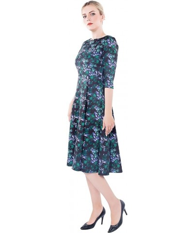 Women's Fit Flare Tea Midi Dress for Office Business Work Floral $22.45 Dresses