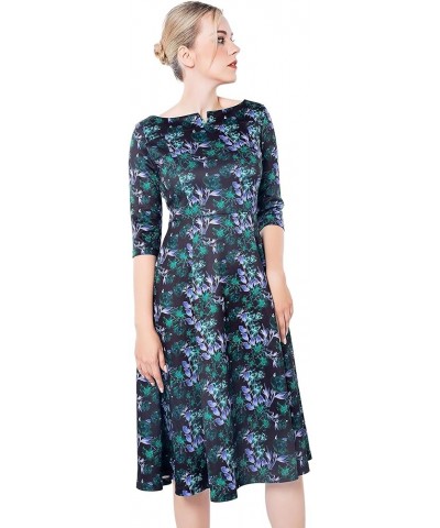 Women's Fit Flare Tea Midi Dress for Office Business Work Floral $22.45 Dresses