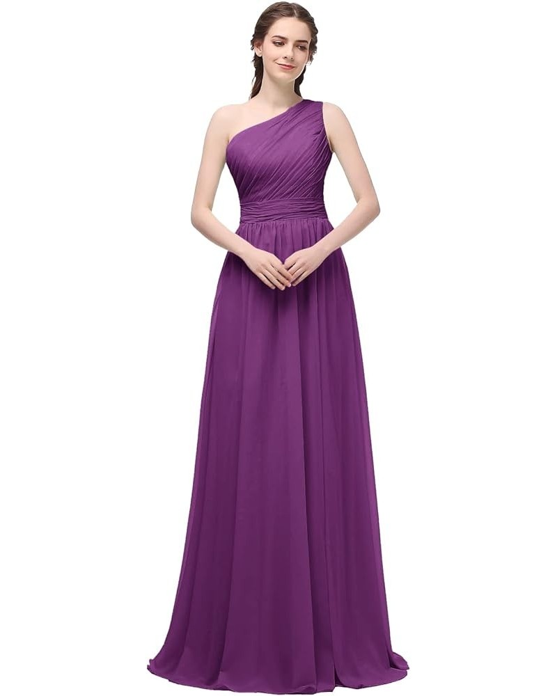 Women’s One Shoulder Chiffon Bridesmaid Dresses 2023 Long A-Line Simple Formal Wedding Dress for Guest Dark Purple $39.21 Dre...