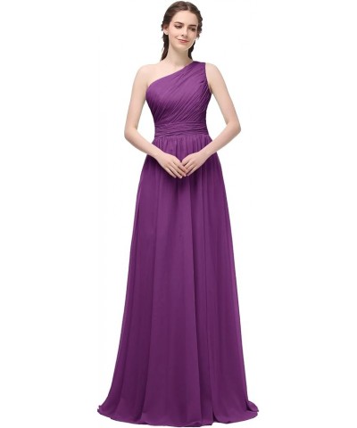 Women’s One Shoulder Chiffon Bridesmaid Dresses 2023 Long A-Line Simple Formal Wedding Dress for Guest Dark Purple $39.21 Dre...