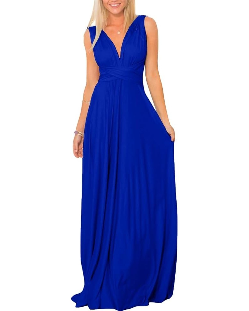 Women Transformer Bridesmaid Maxi Dress Multi-Way Bandage Dess Convertible Evening Prom Gown Royal Blue $12.87 Dresses