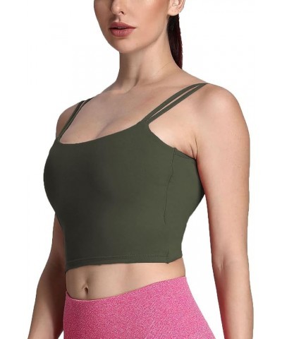 Women's Workout Sports Bras Fitness Padded Backless Yoga Crop Tank Top Twist Back Cami Olive Green $17.27 Lingerie