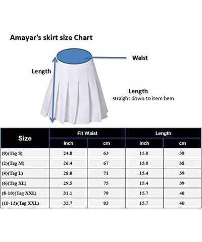 Women Girls high Waisted Pleated Skater Tennis School Skirt Uniform Skirts A-light Blue $10.75 Others